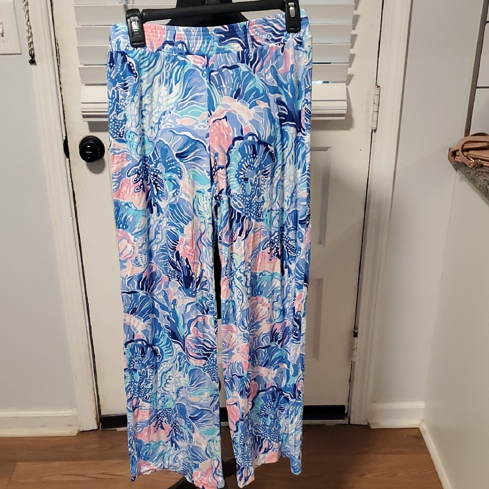 Lilly Pulitzer Blue and Pink Floral Pants